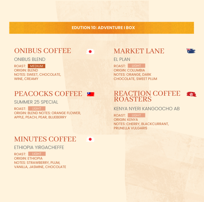 3-Month Subscription - Adventure (Box of 10 Drip Bags/Month | Shipping Included)